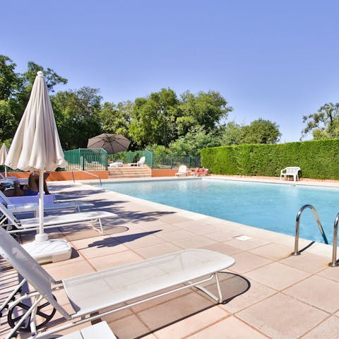 Cool off with a dip in the building's shared pool