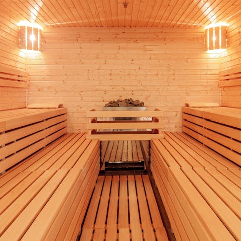 Sweat your worries away in the luxurious sauna