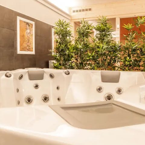 Soak in the shared hot tub