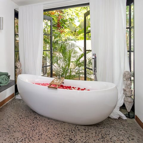 Embrace total relaxation with long soaks in the bath