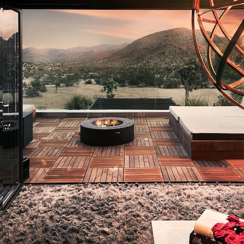 Take in the beautiful mountain view from the fire pit terrace