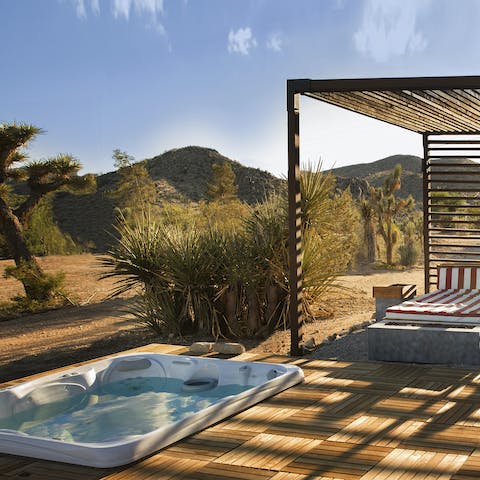 Indulge in a post-hike soak in the private hot tub