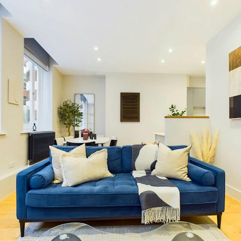 Relax on the sofa after seeing a West End show