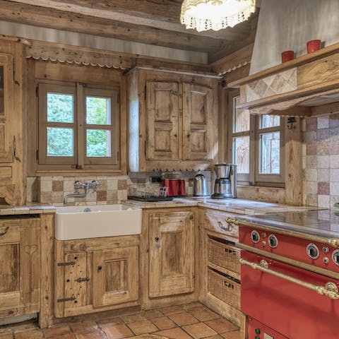 Cook something rustic and Alpine in the farmhouse-style kitchen