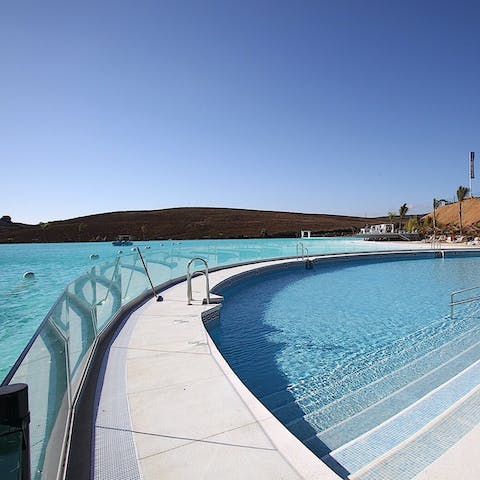 Give water sports a whirl down on the on-site shared lagoon
