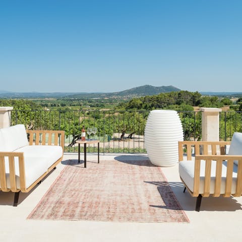 Admire the mountain views with a cup of coffee in hand on the elevated terrace