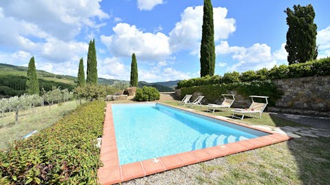 Enjoy a refreshing dip in the private pool as the quiet of nature surrounds you