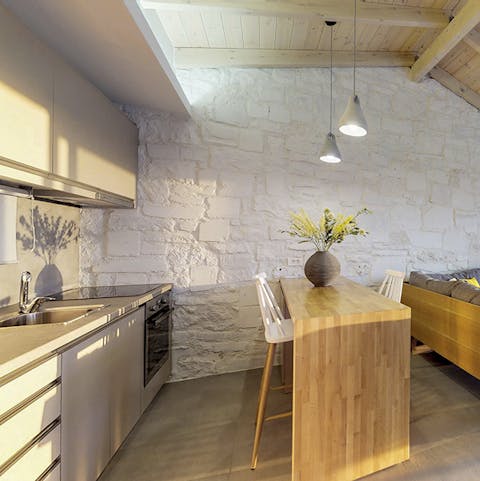 Rustle up meals in the polished kitchen