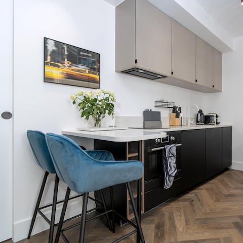 Enjoy your morning coffee at the breakfast bar