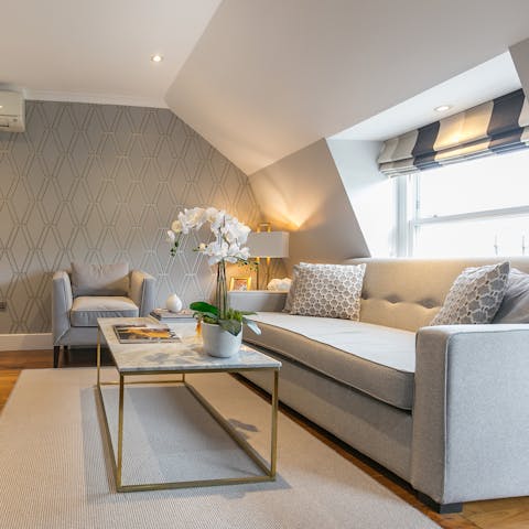 Enjoy an afternoon cup of tea in the elegant living room