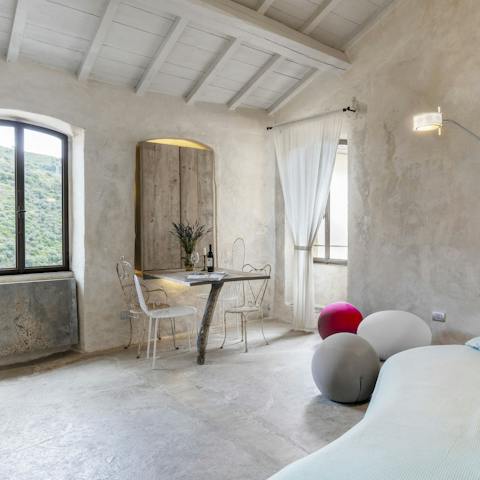 Fall in love with the home's rustic features