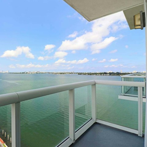 Take in views of Biscayne Bay from the balcony