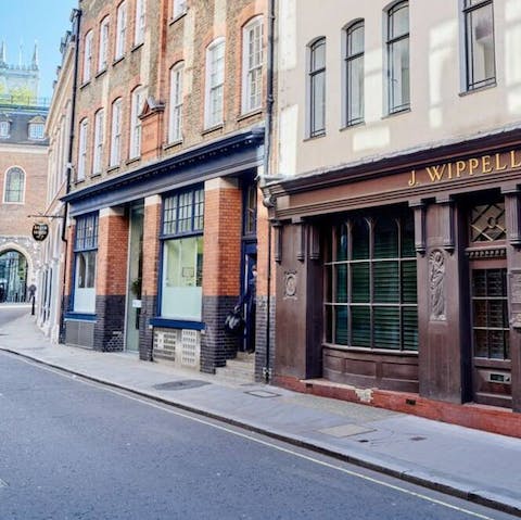 Explore nearby streets to find traditional buildings and shops