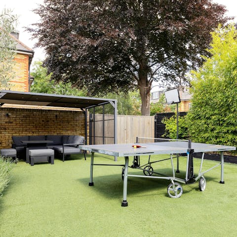 Hone your table tennis skills in the sunny garden