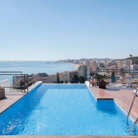 Make a splash in the private swimming pool