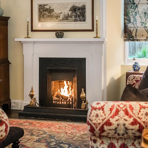 Throw some wood on the fire and get toasty to the sound of the crackling flames