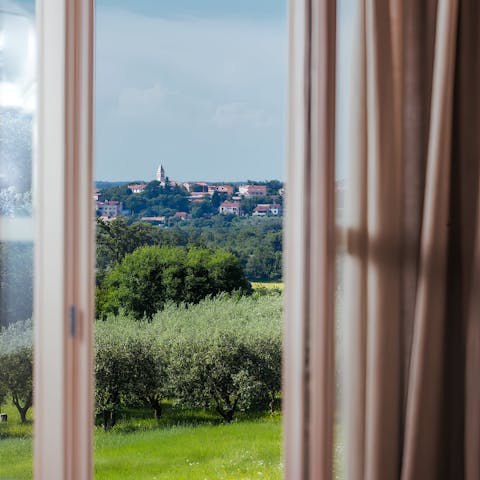 Admire the far-reaching views from the Juliet balcony