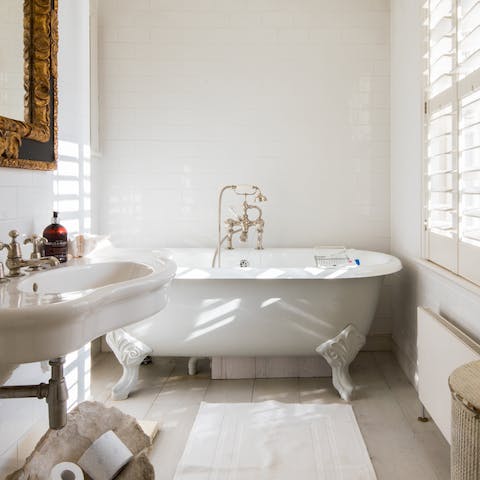 Take some time for yourself and enjoy a soak in the clawfoot tub