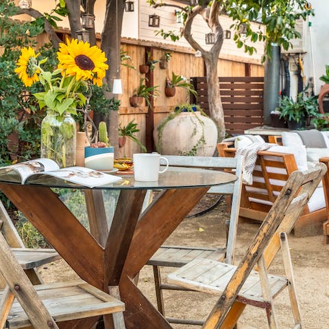 Relax and socialise in the private yard