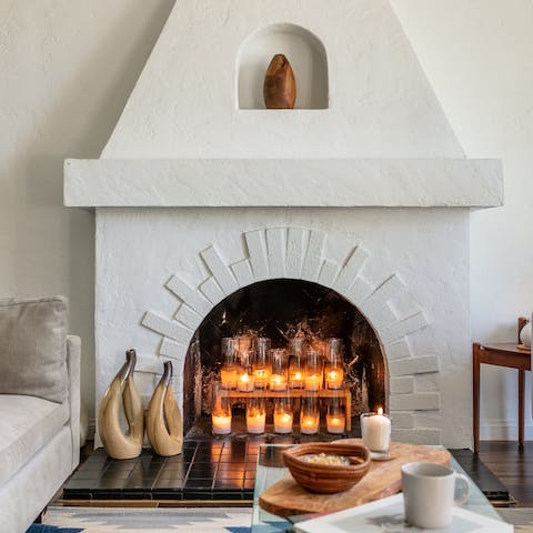 Get cosy in the evenings by the fireplace and watch a movie