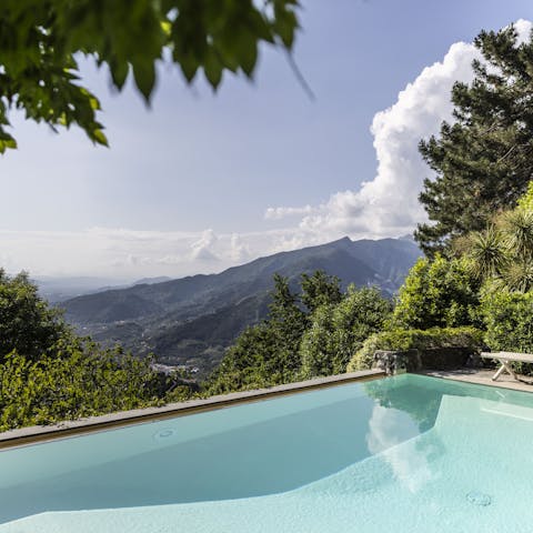 Soak up the mountain view from the private infinity pool