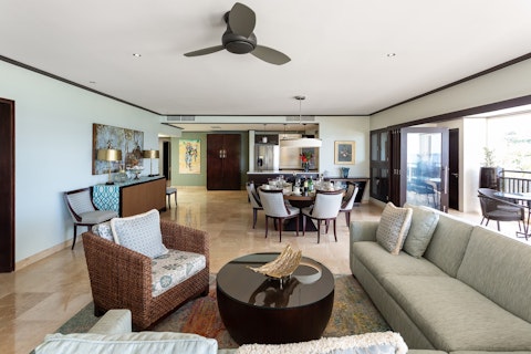 Feel the coastal breeze while lounging in the living space