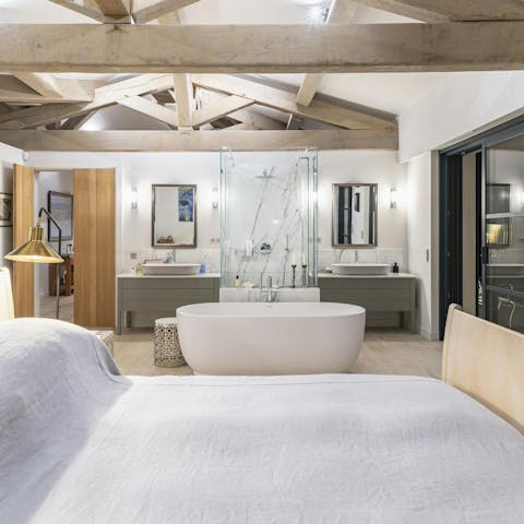 Stay in the master bedroom, complete with open-concept ensuite