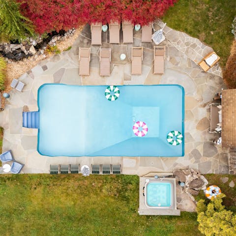 Enjoy leisurely dips in the saltwater swimming pool