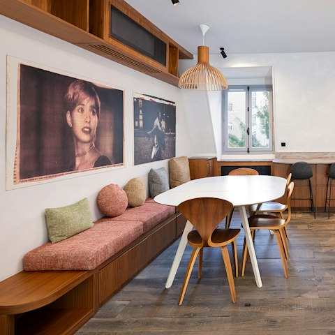 Host friends and family in the light and airy dining area
