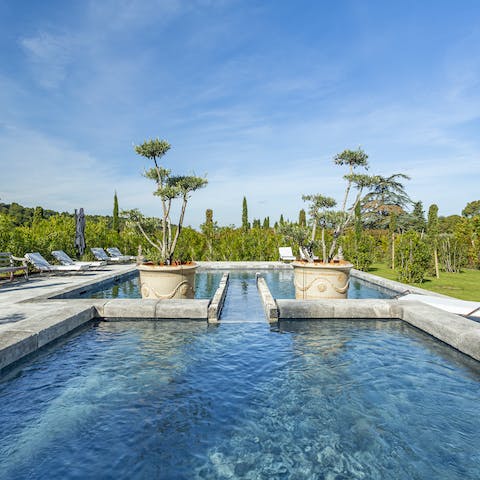 Splash about in the heated pool – there's a smaller relaxation pool too, ideal for sunbathing