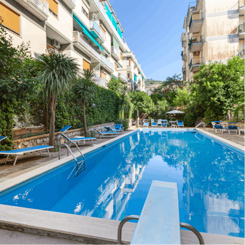 Cool off with a splash in the communal pool