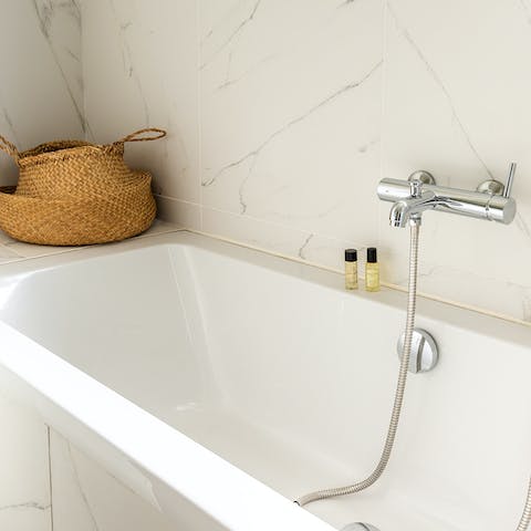 Treat yourself to a soak in the tub after a long day of sightseeing