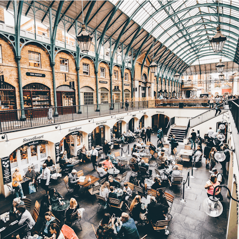 Enjoy the shops and eateries lining nearby Covent Garden