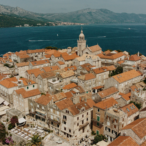 Visit the charming town of Korčula, a ten-minute drive away