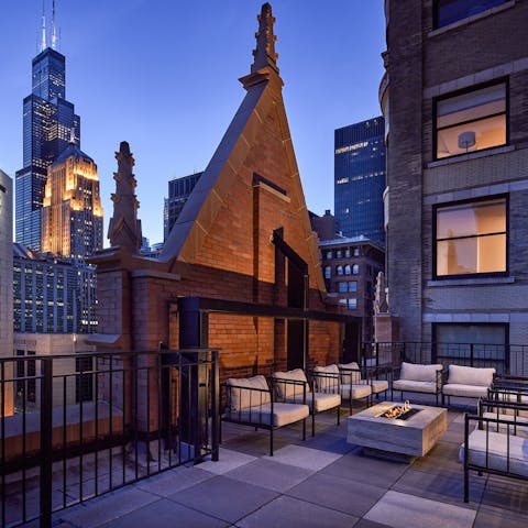 Drink up the impressive skyline views from the shared rooftop terrace