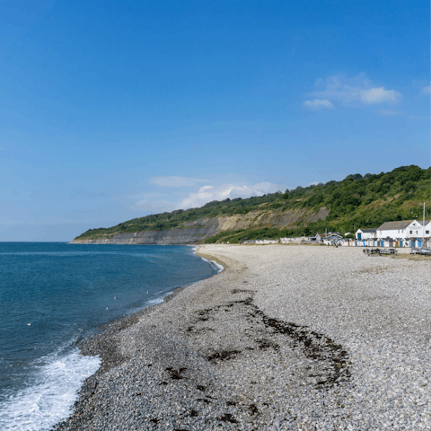 Reach the pebbly beaches of Lyme Regis in less than five minutes