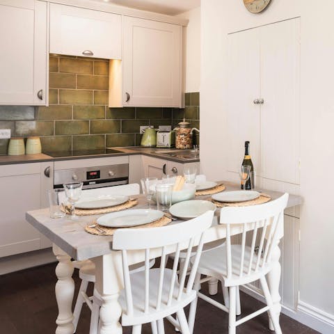Enjoy a hearty meal and plan for tomorrow at the dining table