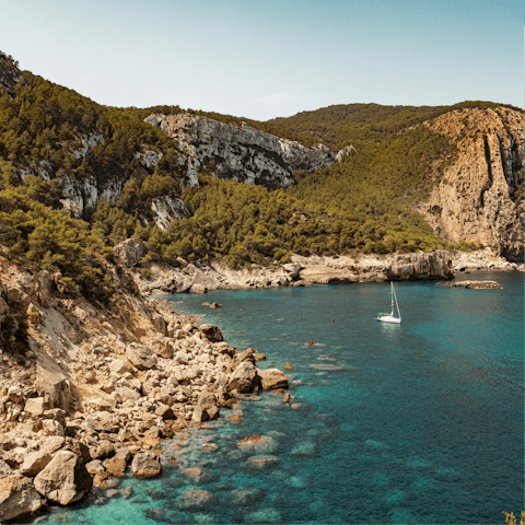Pack a beach bag and explore the beautiful coast of Ibiza
