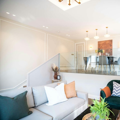 Get comfortable on the sofa and sip your morning espresso