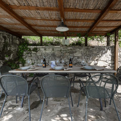 Savour fresh local produce while dining on the terrace