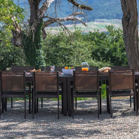 Admire the Val D’Orcia landscape from the garden