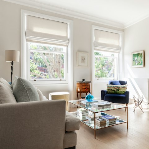 Relax in the bright lounge after sightseeing around London