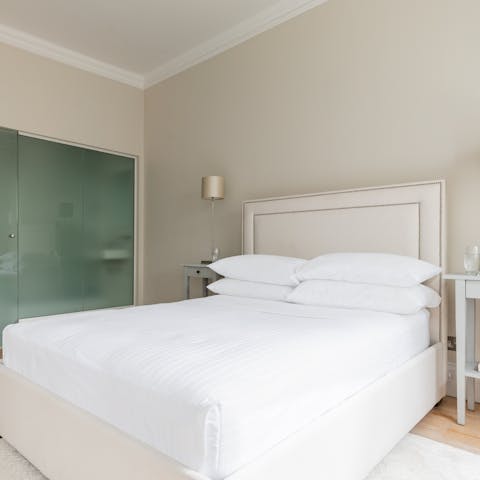 Bank a dreamy night's sleep in the luxurious, king-sized bed