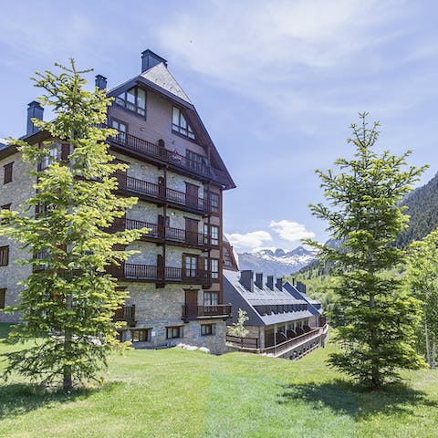 Stay in the ski resort town of Baqueira, Spain