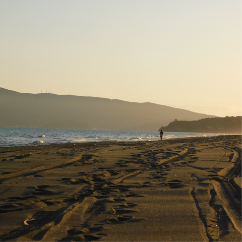 Relax on the private beach – you can walk there from the villa
