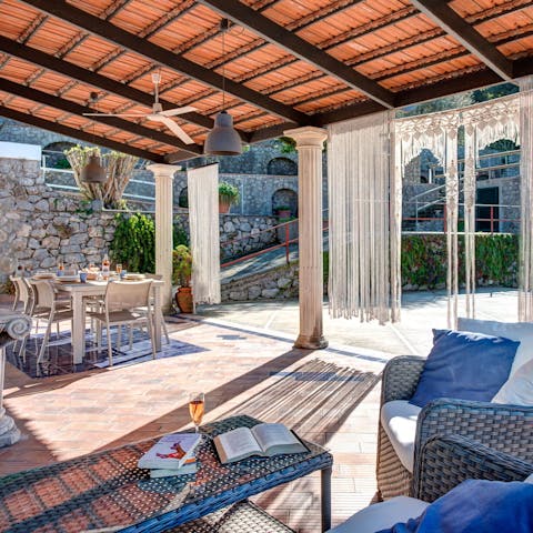 Light the barbecue and gather for sunset drinks on the terrace