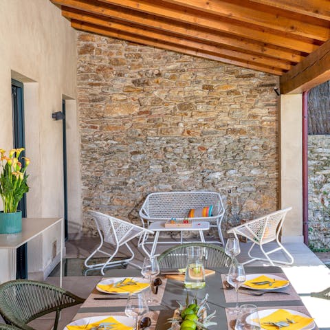 Light the barbecue and savour sunset meals on the terrace