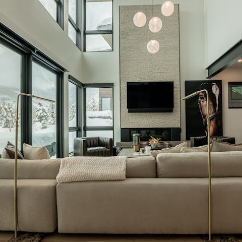 Stretch out on the sofa after a long day on the mountain