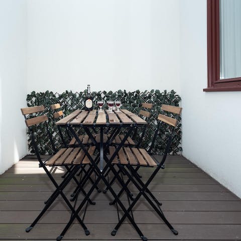 Make evening drinks in the private courtyard the new routine