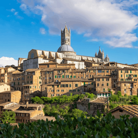 Spend the day exploring medieval Siena, only a 30km drive away